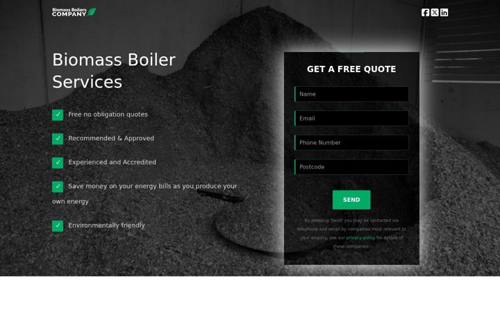 Screenshot of biomassboilerscompany.com