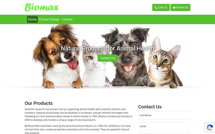 Screenshot of biomax.org.uk