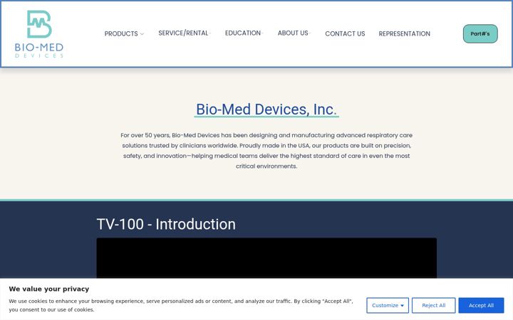 Screenshot of biomeddevices.com