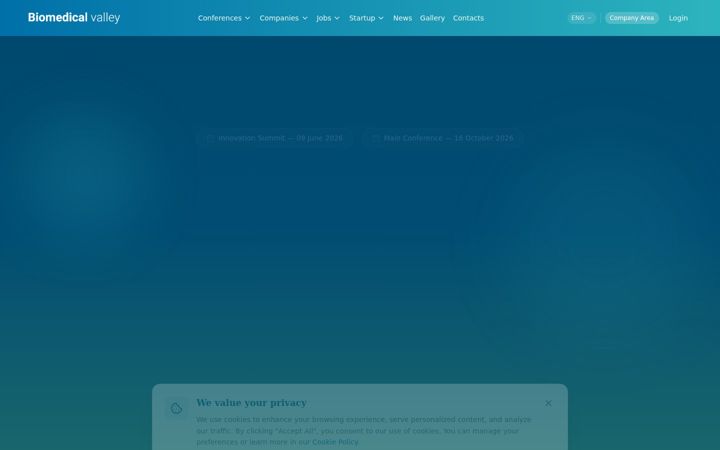 Screenshot of biomedicalvalley.com