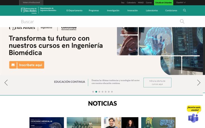 Screenshot of biomedicaprod.uniandes.edu.co