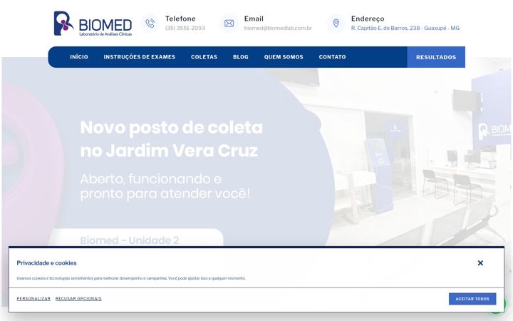 Екранна снимка на biomedlab.com.br