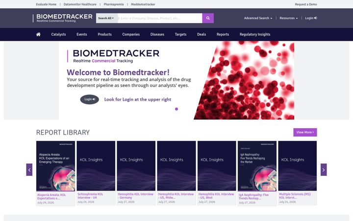Screenshot of biomedtracker.com
