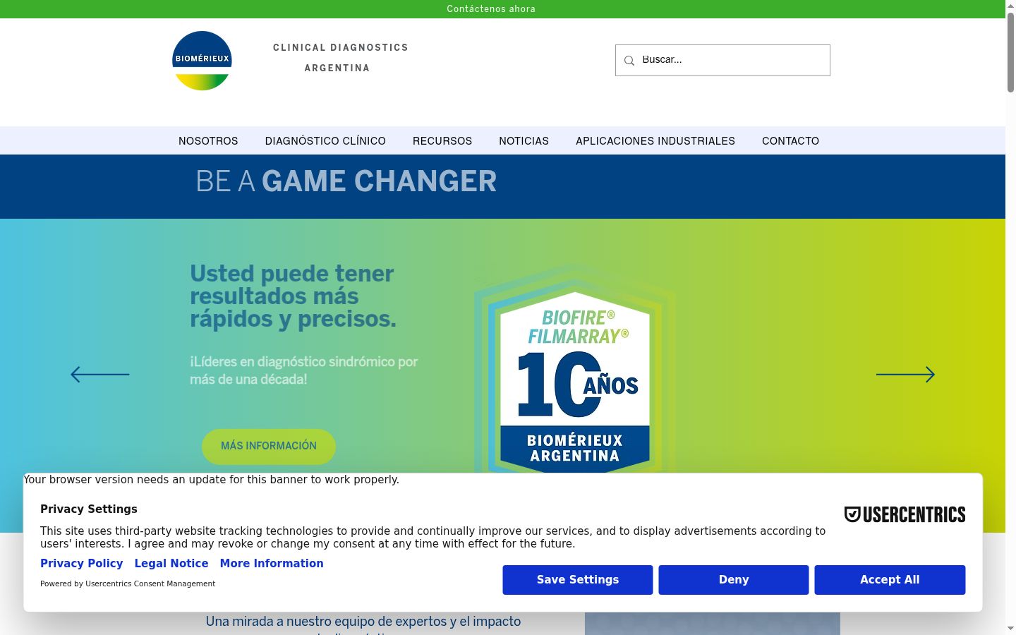 Screenshot of the consent banner shown before any interaction