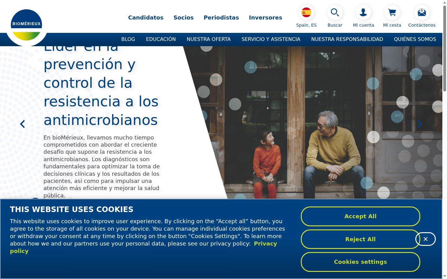 Screenshot del banner di consenso mostrato prima di qualsiasi interazione