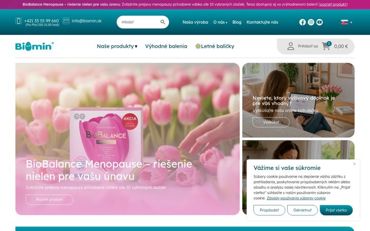 Screenshot ta' biomin.sk