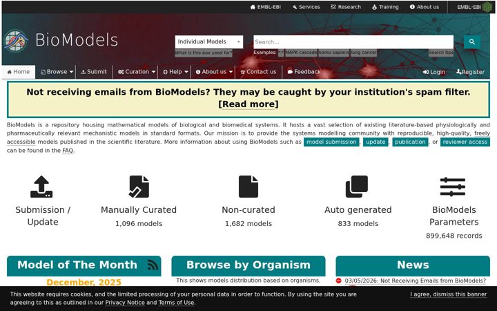 Screenshot of biomodels.org