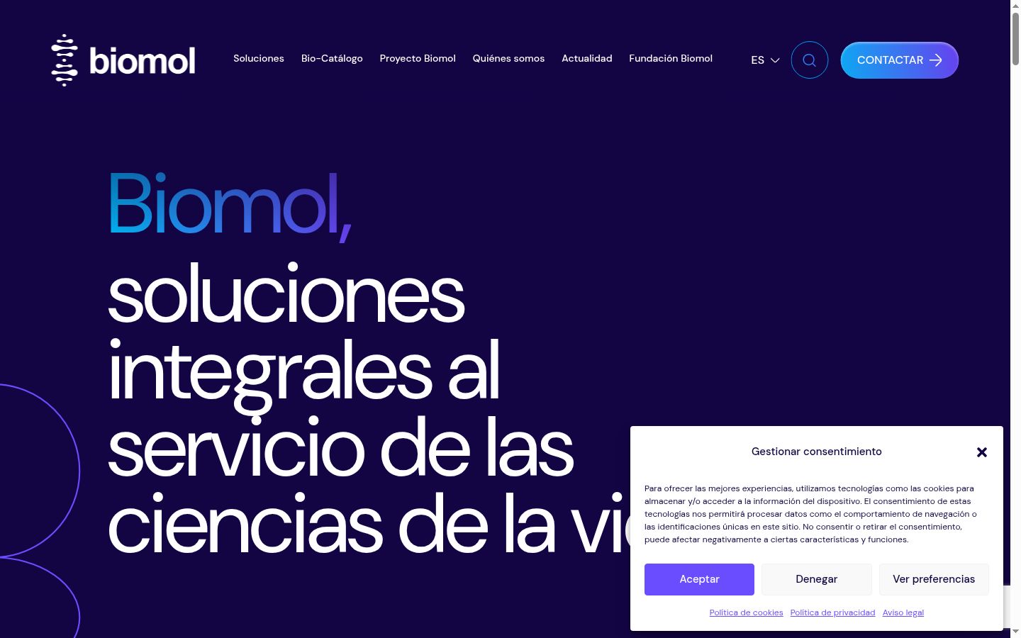Captura de ecrã do banner de consentimento apresentado antes de qualquer interação