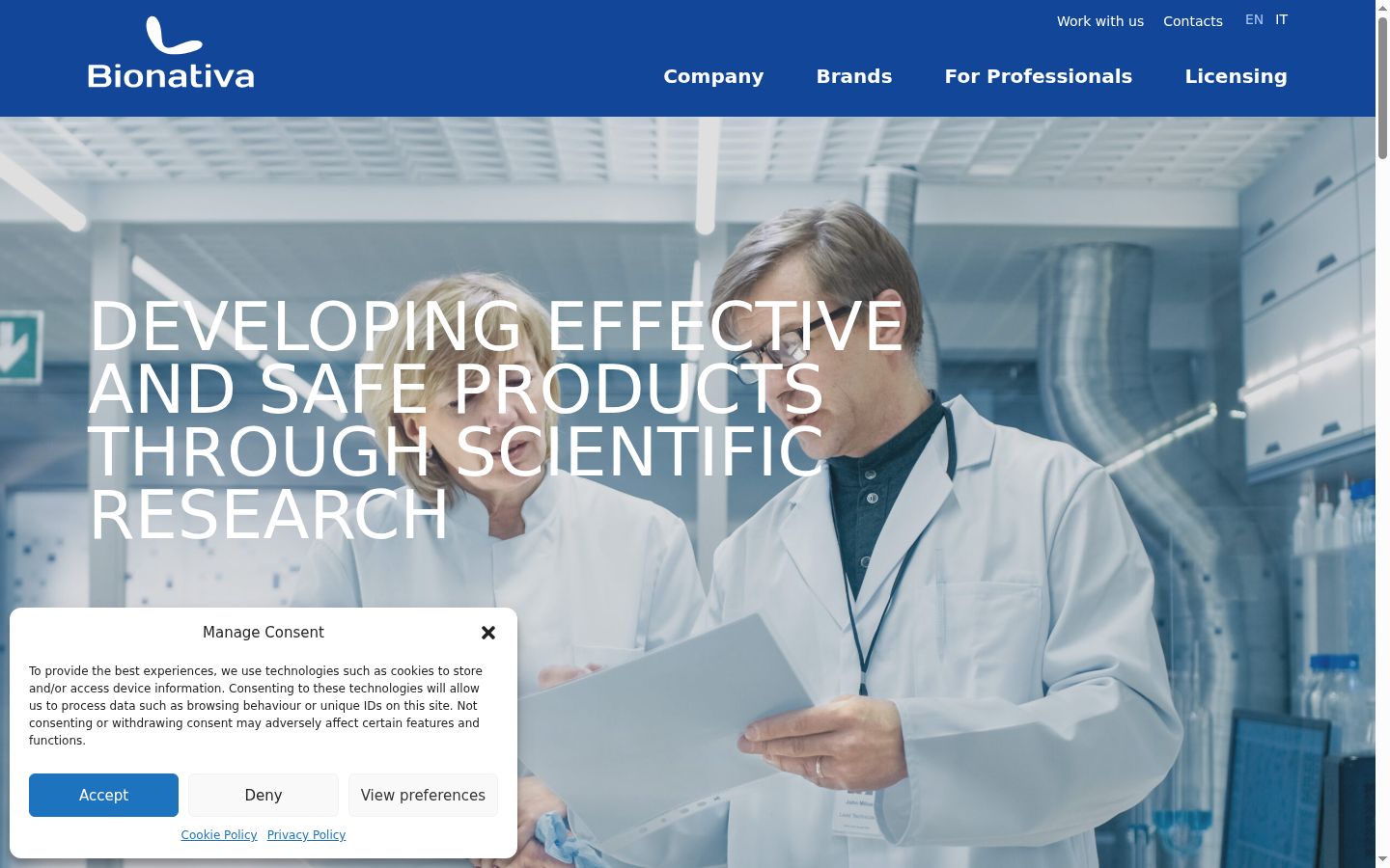 Screenshot of the consent banner shown before any interaction