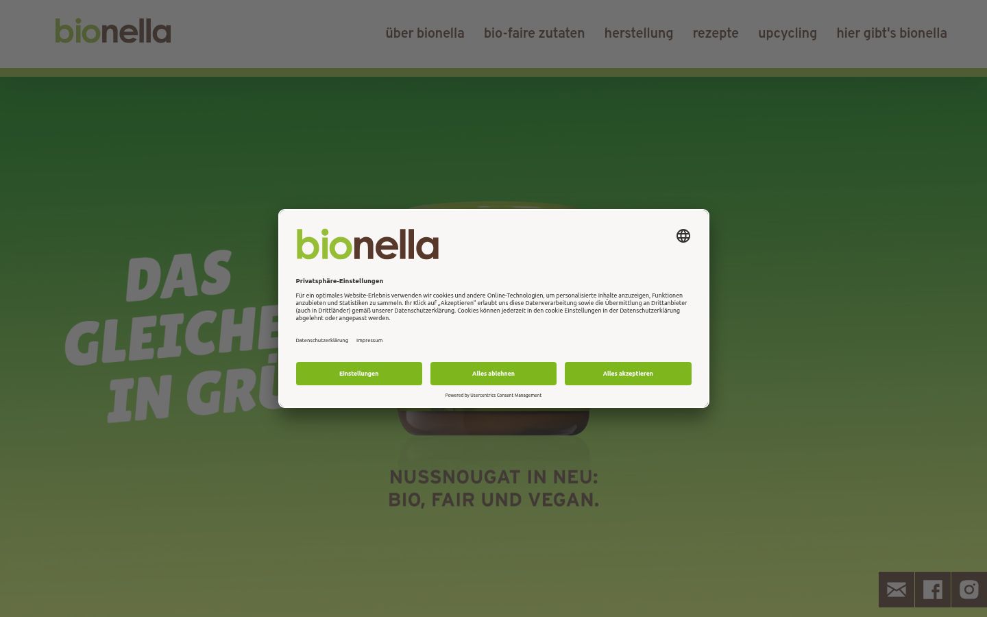Screenshot del banner di consenso mostrato prima di qualsiasi interazione