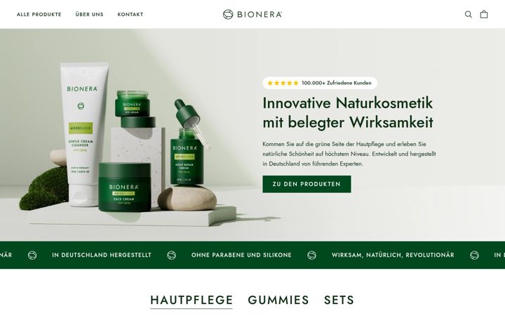 Screenshot van bionera.ch