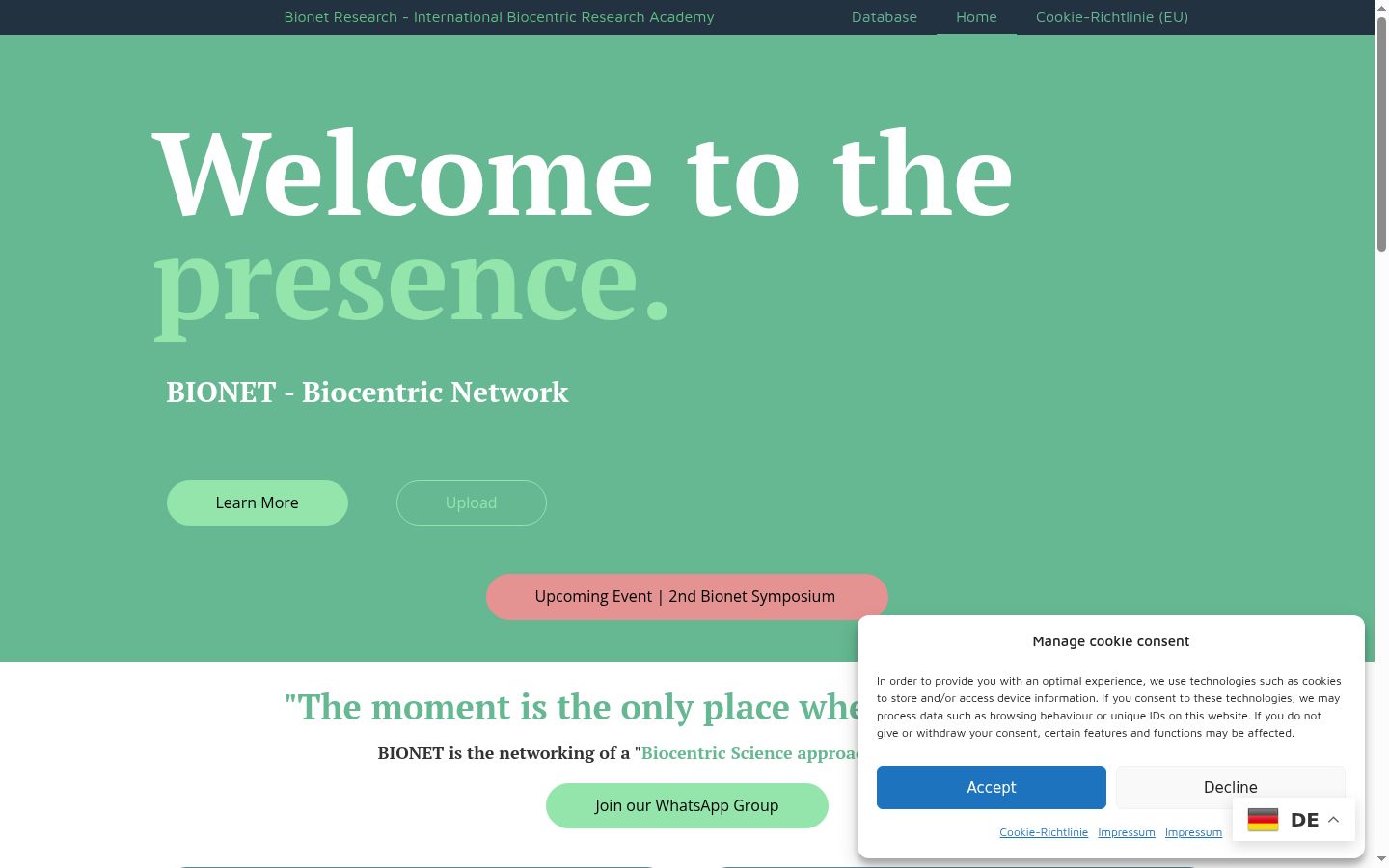 Capture d'écran de la bannière de consentement affichée avant toute interaction