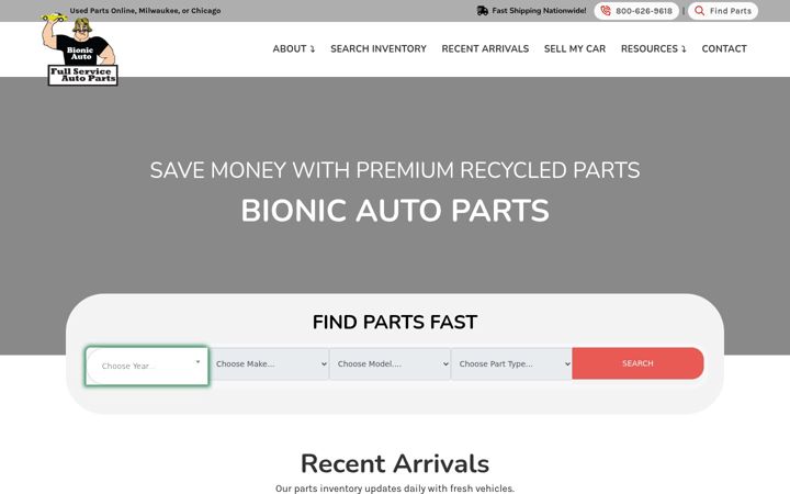 Screenshot of bionicautopartswi.com