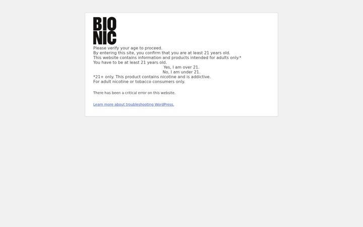 Screenshot of bionicpouches.com