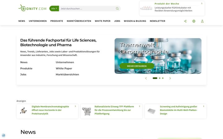 Screenshot stránky bionity.com