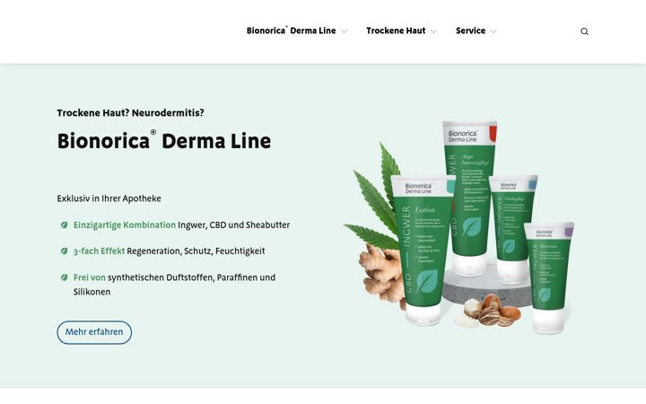 Screenshot of bionorica-dermaline.de