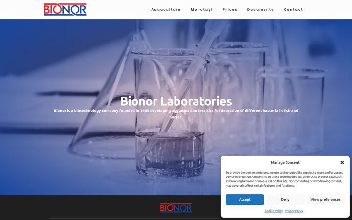 Screenshot of bionorlaboratories.no