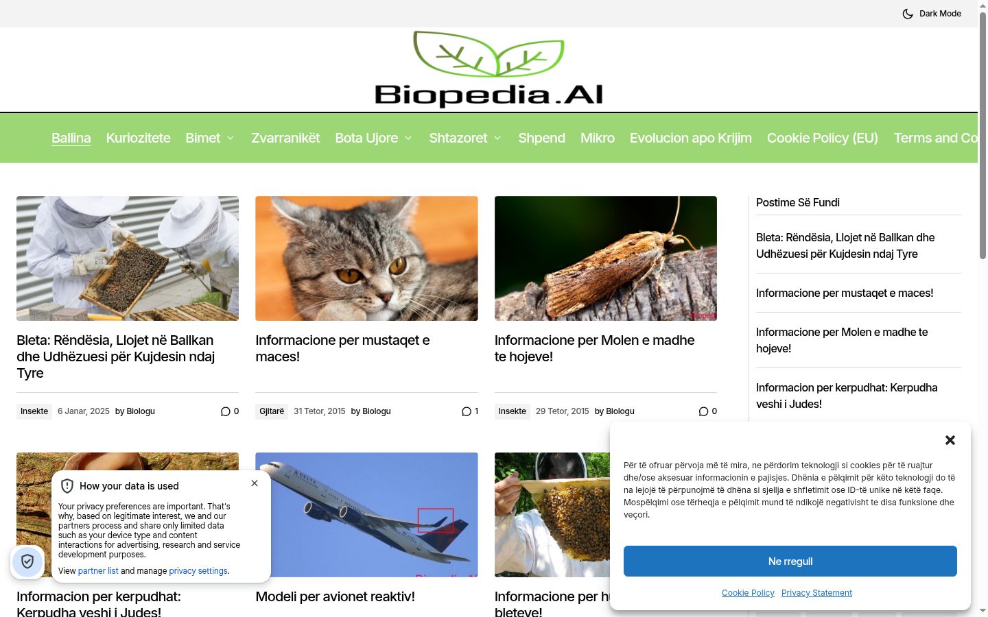 Képernyőkép a bármilyen interakció előtt megjelenő hozzájárulási bannerről