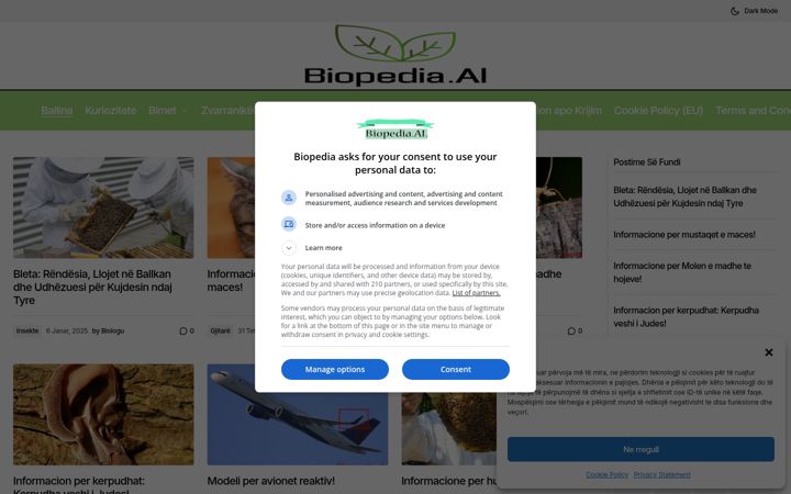 Screenshot of biopedia.al