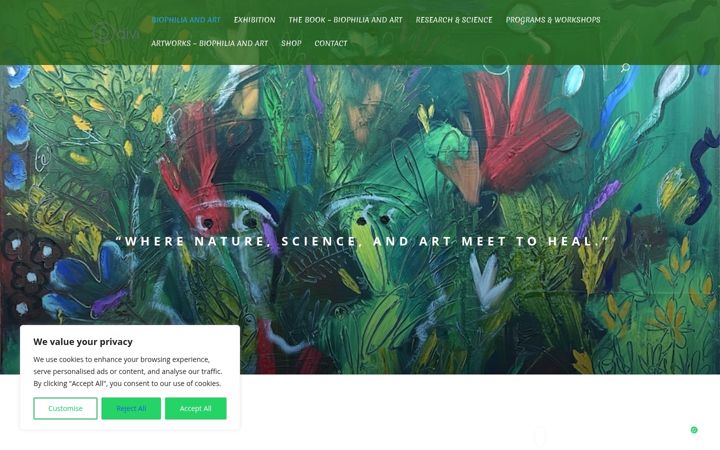 Screenshot of biophiliaandart.com