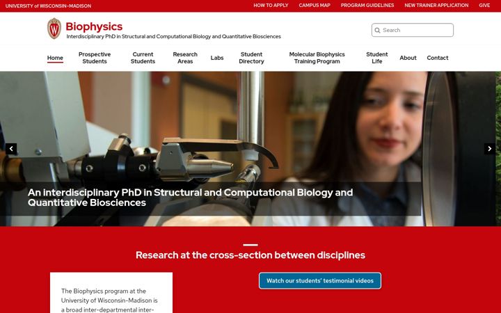 Screenshot of biophysics.wisc.edu