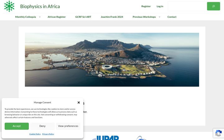Screenshot of biophysicsworkshop.co.za