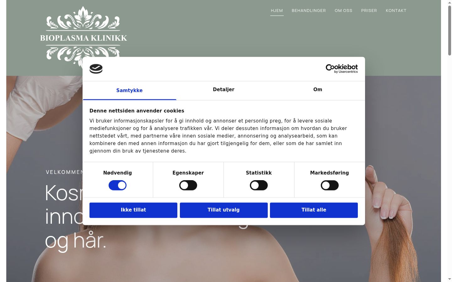 Screenshot van de toestemmingsbanner zoals getoond vóór enige interactie