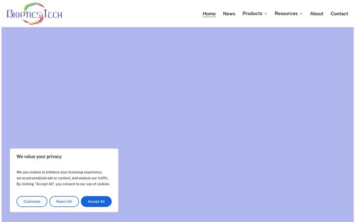 Screenshot von biopticstech.com
