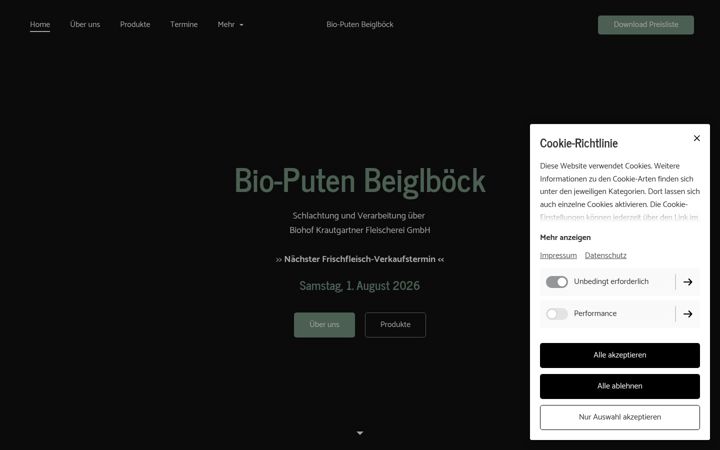 Screenshot of bioputenbeiglboeck.at