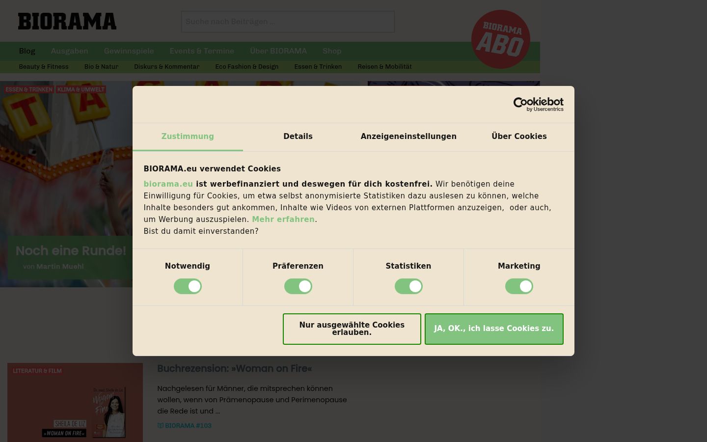 Screenshot of the consent banner shown before any interaction