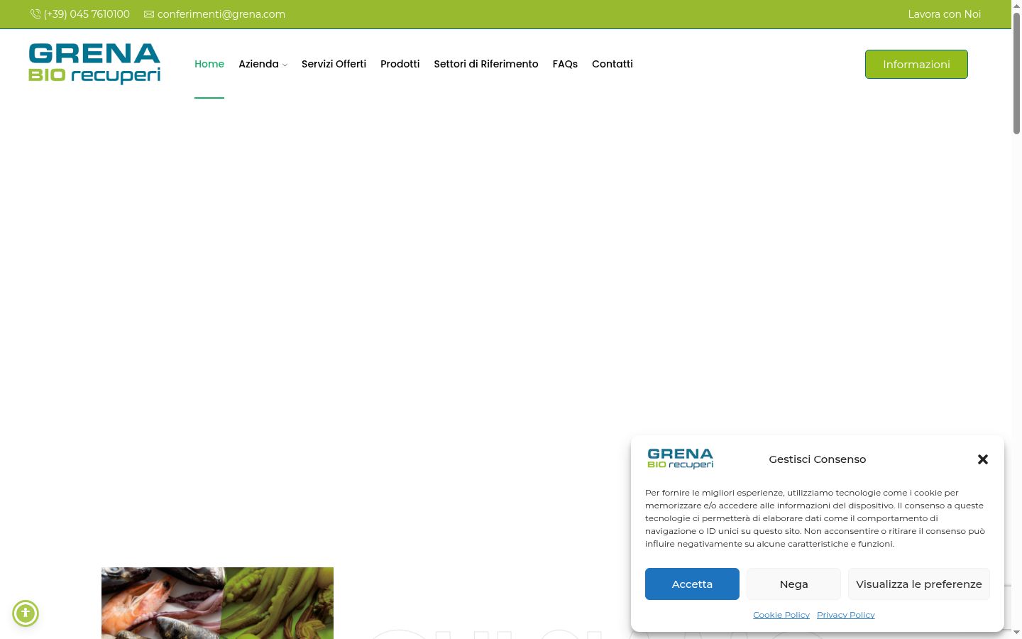 Screenshot del banner di consenso mostrato prima di qualsiasi interazione