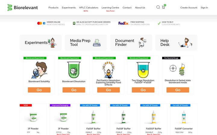 Captură de ecran a biorelevant.com