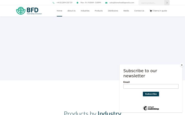 Screenshot of biorexfooddiagnostics.com