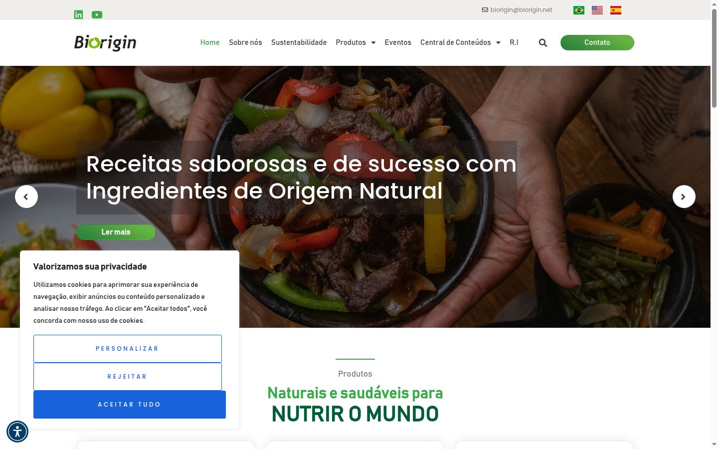 Captura de ecrã do banner de consentimento apresentado antes de qualquer interação