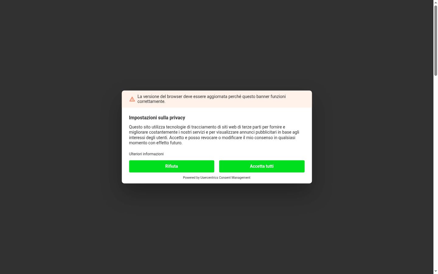 Screenshot van de toestemmingsbanner zoals getoond vóór enige interactie