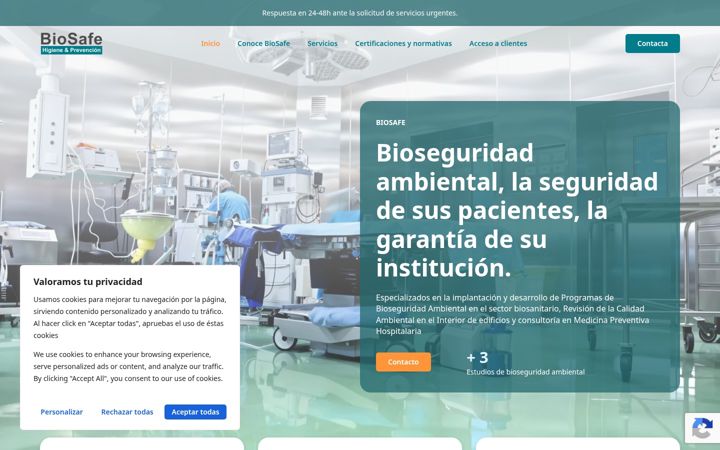 Screenshot stránky biosafe.es