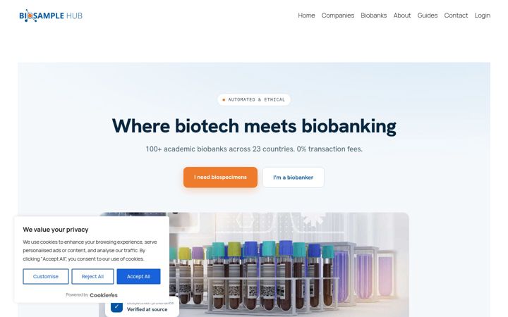 Screenshot of biosamplehub.org