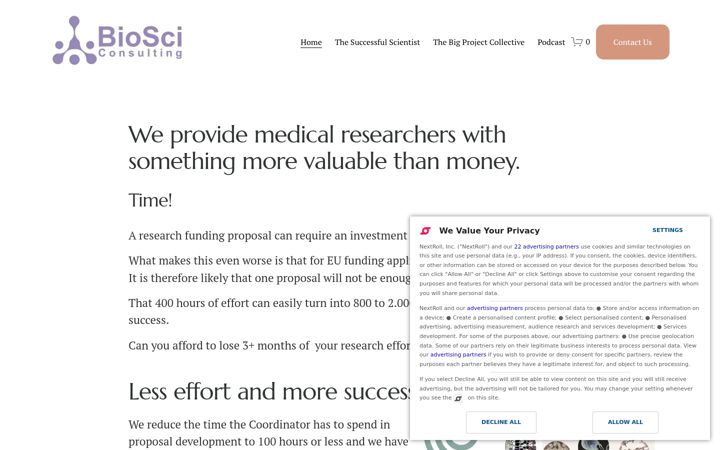 Screenshot of biosciconsulting.com