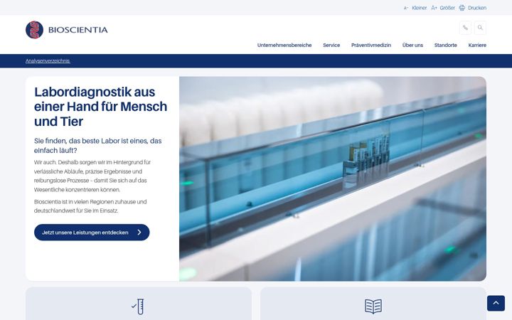 Screenshot of bioscientia.de