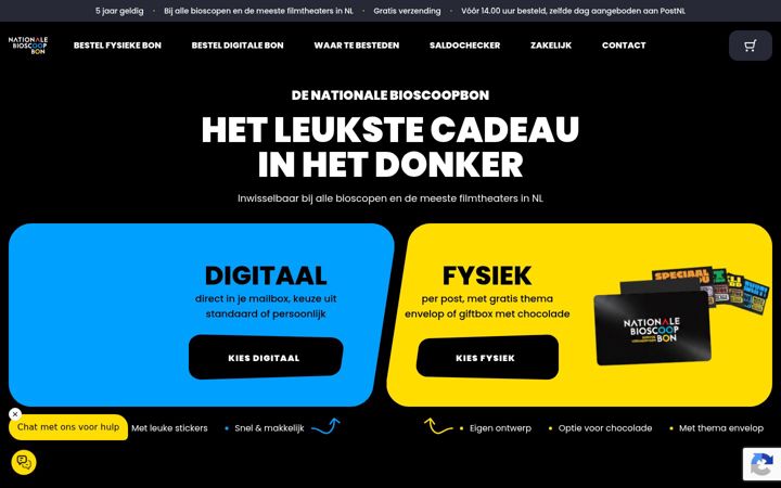 Snimka zaslona za bioscoopbon.nl