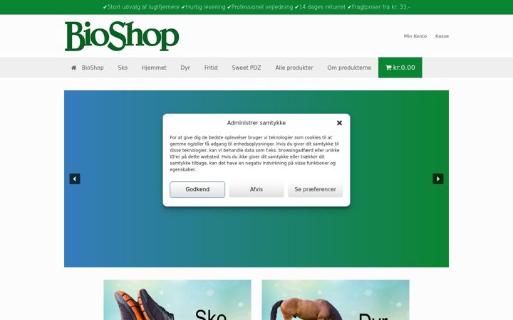 Ekrānuzņēmums no bioshop.dk