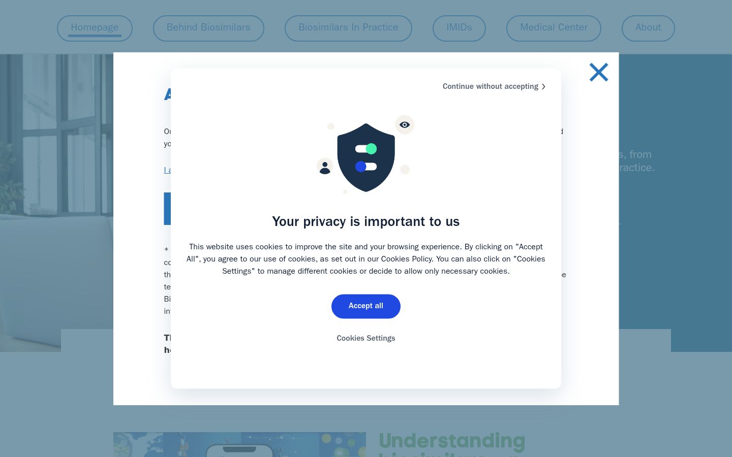 Screenshot del banner di consenso mostrato prima di qualsiasi interazione