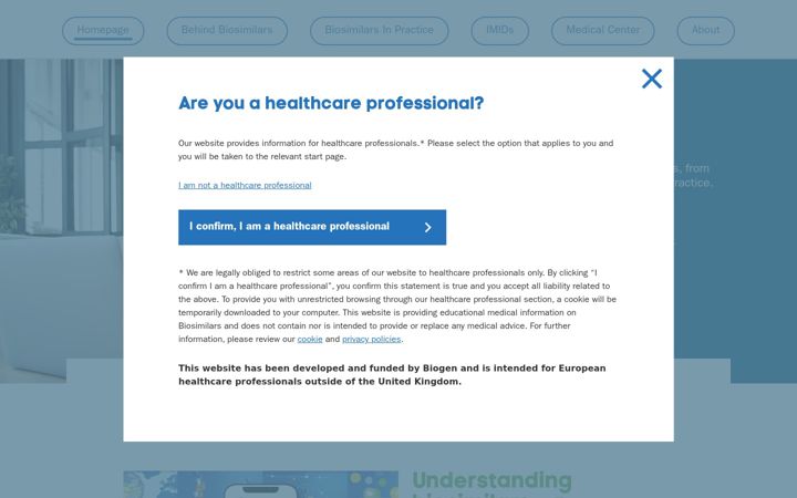 Screenshot of biosimilarsmedicalacademy.eu