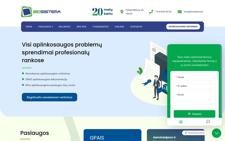 Skjermbilde av biosistema.lt