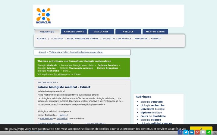 Screenshot of biospace.fr