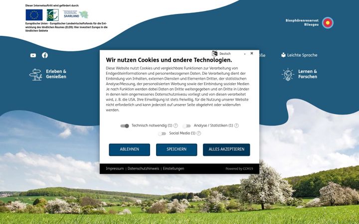 Screenshot of biosphaere-bliesgau.eu