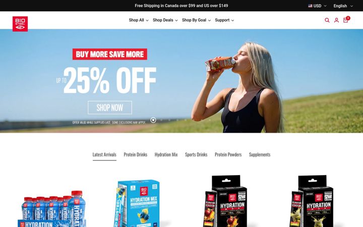 Screenshot of biosteel.com