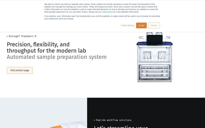 Screenshot of biotage.com