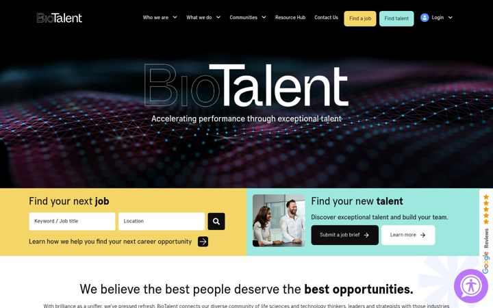 Screenshot of biotalent.com