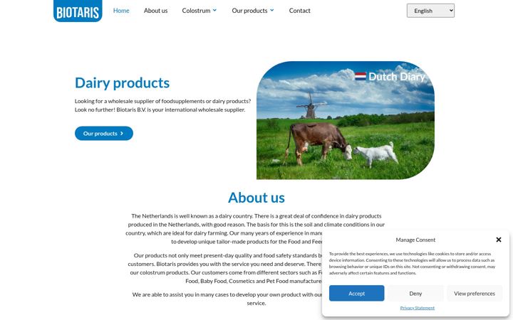 Skærmbillede af biotaris.com